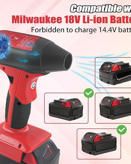 Mini Jet Blower Portable Violent Turbo Fan for Milwaukee 18V M18 Battery, 4-Speed Wireless High Speed Handheld Fan, for Computer Key Board Cleaning,Hair Drying,Camping,Outdoors,Car (No Battery) - LeafyLoom