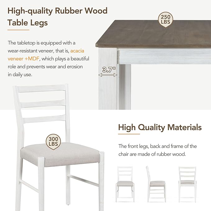 7 Piece Modern Wooden Dining Set, Include Multifunctional Extendable Table with 12” Leaf and 2 Drawers & 6 Soft Cushion Chairs, for Diningroom, Living Room, Brown+White-1 - LeafyLoom