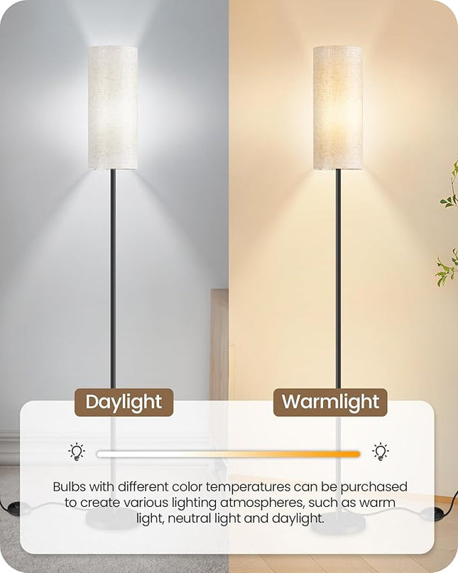 Floor Lamp, Pole Lamp with Foot Switch, Modern Standing Lamp Lampshade, Minimalist Freestanding Lamp (Bulb Not Included), for Living Room, Bedroom Office FCC Listed, Black and Beige E06LD05N - LeafyLoom