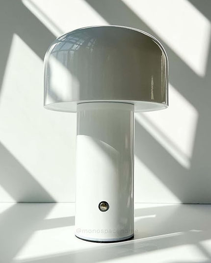 Monospace Mushroom Lamp | Minimalist Lamp (White) | Modern Metal Table Lamp | LED Bedside Lamp | 3 Color Settings - LeafyLoom