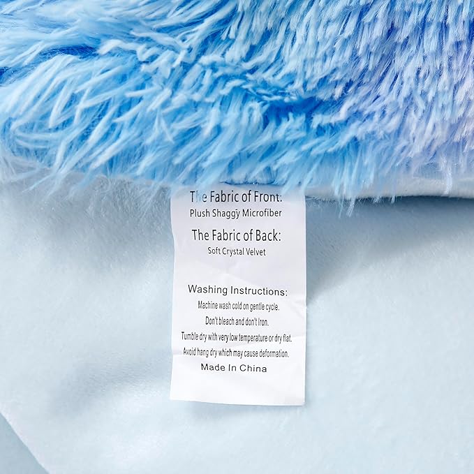 WINLIFE Shaggy Bedding Comforter Set Faux Fur Flannel Furry Comforter Microfiber Plush Comforter Sets Pastel Gradient Ombre Tie Dye MultiColor Bedding for Girls Adults (3Pcs, Queen, Purple Blue) - LeafyLoom