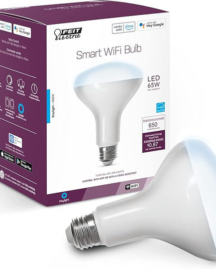 Feit Electric Smart BR30 Wifi Bulb, 5000K Daylight, 2.4GHz WIFI, No Hub Needed, Works with Alexa and Google Home Assistant, App Control, Dimmable, 65W Equivalent, Flood Light Smart Bulb, BR30/950CA/AG FeitElectricCompany
