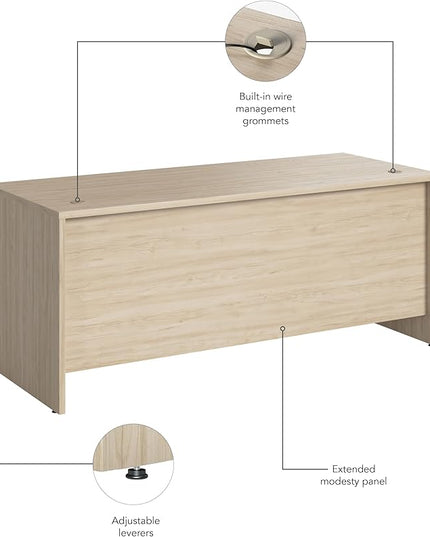 Bush Business Furniture Studio C Office Desk, Computer Table for Home or Professional Workspace, 72W x 30D, Natural Elm - LeafyLoom