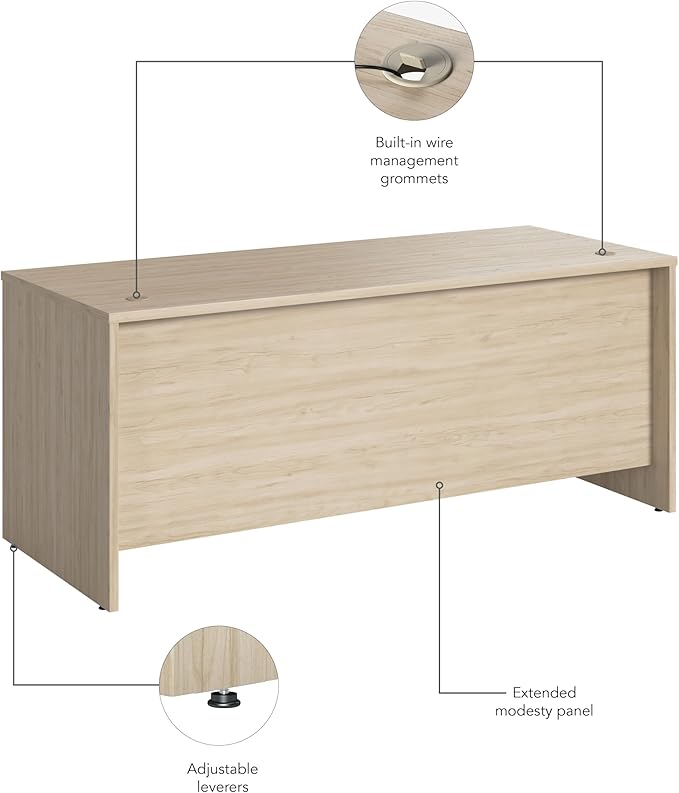 Bush Business Furniture Studio C Office Desk, Computer Table for Home or Professional Workspace, 72W x 30D, Natural Elm - LeafyLoom