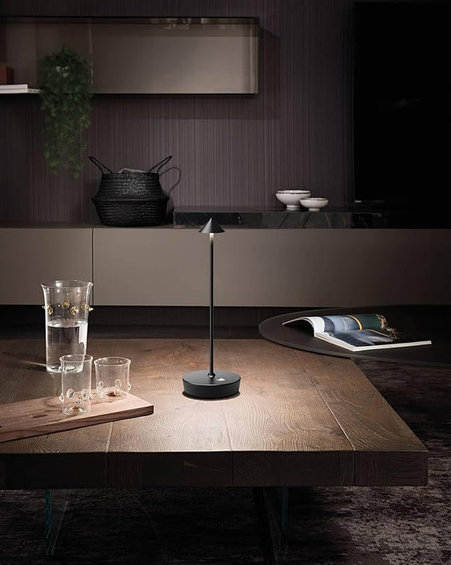 Cordless Table Lamps Rechargeable, 6000mAh Battery Operated LED Desk Lamp Outdoor Waterproof Portable Touch Dimmable Table Night Light for Patio Restaurant Dining Home Black - LeafyLoom