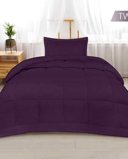 Utopia Bedding Twin Comforter Set Kids with 1 Pillow Sham, Bedding Comforter Sets, Down Alternative Plum/Purple Comforter, Soft and Comfortable, Machine Washable - LeafyLoom