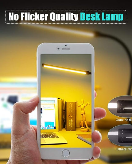 Morw Winmor Led Clip On Desk Lamp,3 Color 11 Brightness,64 LED 10W Book Reading Light,USB Plug,Stepless Dimmer Auto Off,Clamp Desk Lights for Bedside Computer Home Office - LeafyLoom