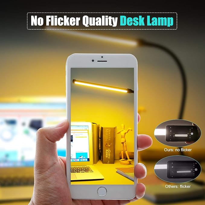 Morw Winmor Led Clip On Desk Lamp,3 Color 11 Brightness,64 LED 10W Book Reading Light,USB Plug,Stepless Dimmer Auto Off,Clamp Desk Lights for Bedside Computer Home Office - LeafyLoom