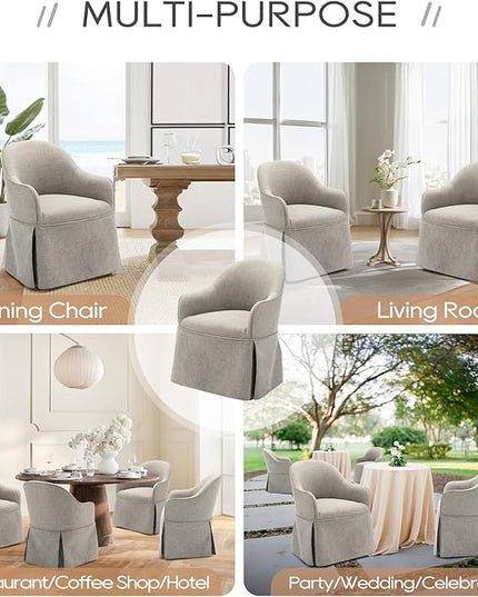 COLAMY Modern Accent Dining Chairs Set of 2, Barrel Accent Armchairs, 20 Inch Dining Accent Chairs with Cover, Fabric Dining Chair for Kitchen,Dining Room,Living Room,Dinner Party, Light Grey - LeafyLoom