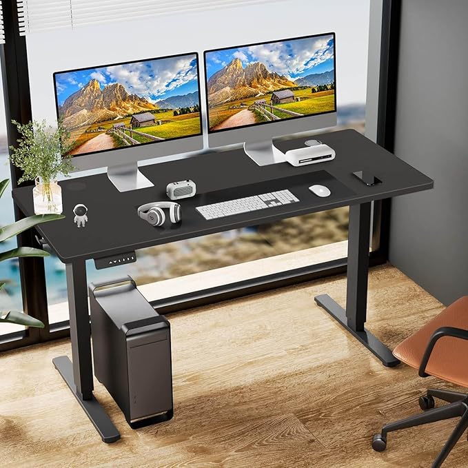 NicBex Home Office Desk 55'' x 23" Electric Height Adjustable Standing Desk Computer Desk Office Desk, Sit to Stand Ergonomic Computer Desk Adjustable Desk, Black - LeafyLoom