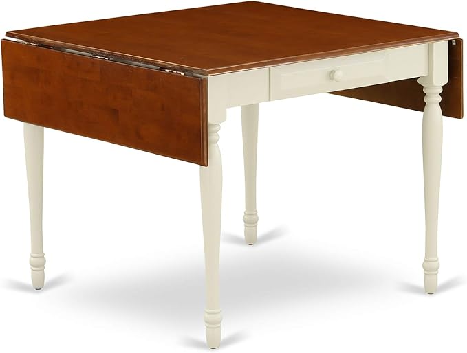 East West Furniture MZDA5-WHI-W Monza 5 Piece Set Includes a Rectangle Dining Room Table with Dropleaf and 4 Wood Seat Chairs, 36x54 Inch - LeafyLoom