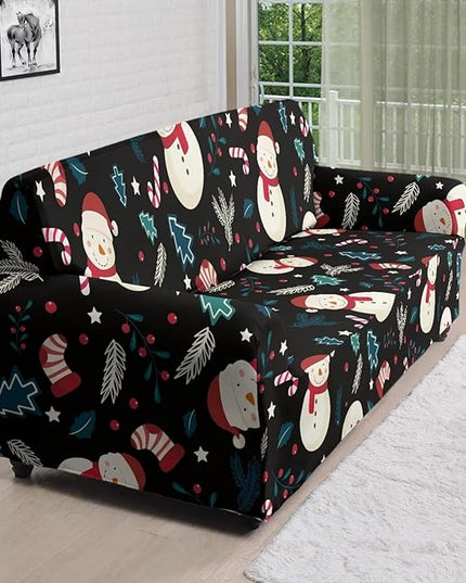 FKELYI Christmas Decor Sofa Couch Cover Cute Snowman Furniture Protector Easy Going Stretch Sofa Slipcover for Indoor Washable Sofa Slipcovers XL FKELYI