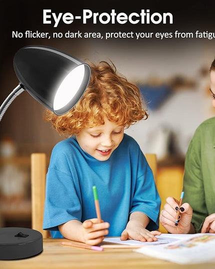 LED Desk Lamp, Flexible Gooseneck with Table lamp, 3.5W 240LM 4000K Cool White Study Lamps for Bedroom and Office, Eye Protection, ETL Listed,Black - LeafyLoom