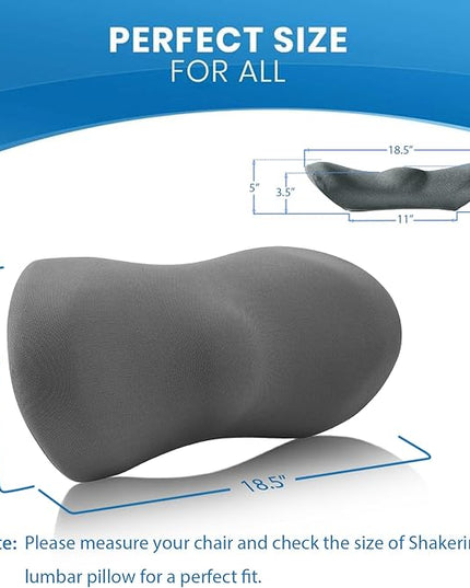 Lumbar Support Pillow-Memory Foam Lumbar Pillow for Lower Back Support, Back Cushion with Strap for Pain Relief，Gray - LeafyLoom