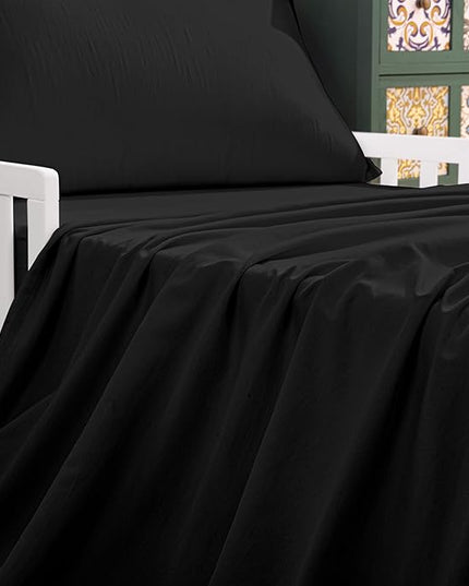 NTBAY Toddler Bedding Set - 4 Piece Soft and Breathable Crib Bedding Set for Boys and Girls, Includes Quilted Comforter, Fitted Sheet, Flat Top Sheet and Envelope Pillowcase, Black - LeafyLoom