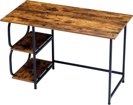 Newest Simple Open Shelf for Bedroom Living Room, 47.2Inch Home Office Computer Desk with Storage Shelves, Study Writing Table for Small Spaces, Caramel Wood Grain - LeafyLoom