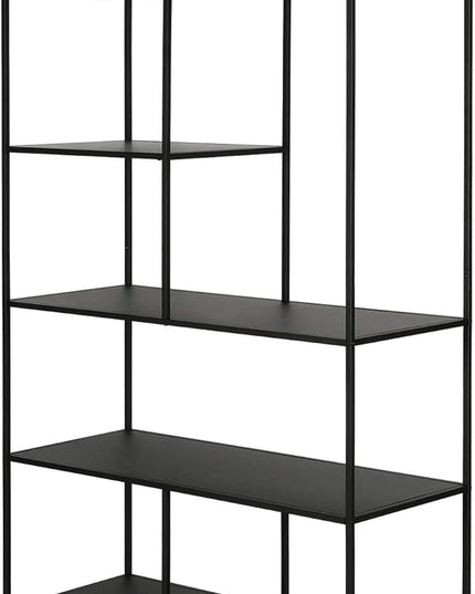 Henn&Hart 72" Tall Rectangular Bookcase in Blackened Bronze, Table for Living Room, Bedroom - LeafyLoom