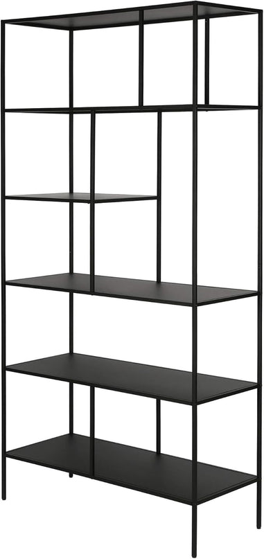 Henn&Hart 72" Tall Rectangular Bookcase in Blackened Bronze, Table for Living Room, Bedroom - LeafyLoom