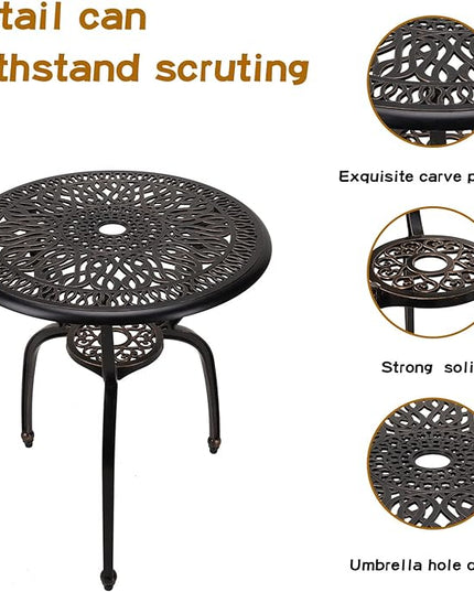 3-Piece Patio Bistro Furniture Set Cast-Aluminum Bistro Table Set for Lawn,Garden,Backyard (YILI Copper) - LeafyLoom