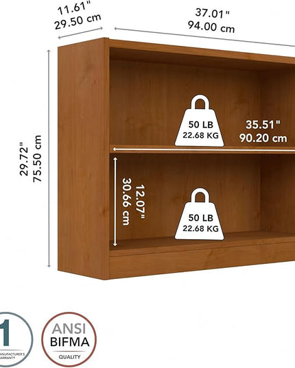 Bush Furniture Universal Small 2 Shelf Bookcase in Natural Cherry - LeafyLoom