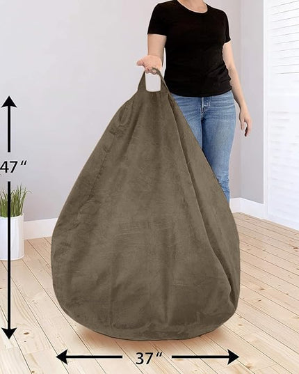 Bean Bag Stuffed Animal Storage Or Cover | No Filler | Extra Large | for Adults Or Kids | Double Stitched | Durable Zipper | Premium Microsuede - LeafyLoom
