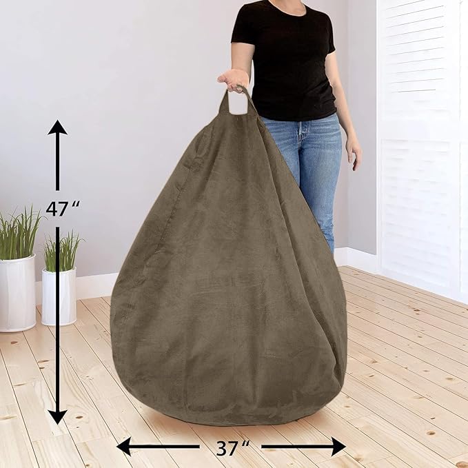 Bean Bag Stuffed Animal Storage Or Cover | No Filler | Extra Large | for Adults Or Kids | Double Stitched | Durable Zipper | Premium Microsuede - LeafyLoom