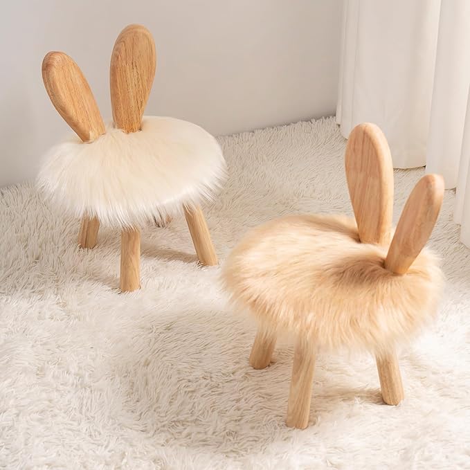 Wooden Toddler Chair Rabbit Stool Suitable for A Variety of Color Rest Stool for Any Room Decoration Game Room Cute Chair - LeafyLoom