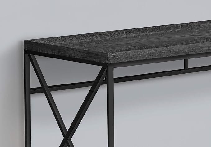 Monarch Specialties Modern Industrial Style-Home & Office Writing Table with Sturdy Crisscross Metal Computer Desk, 48" L, Black Reclaimed Wood-Look/Black Frame - LeafyLoom