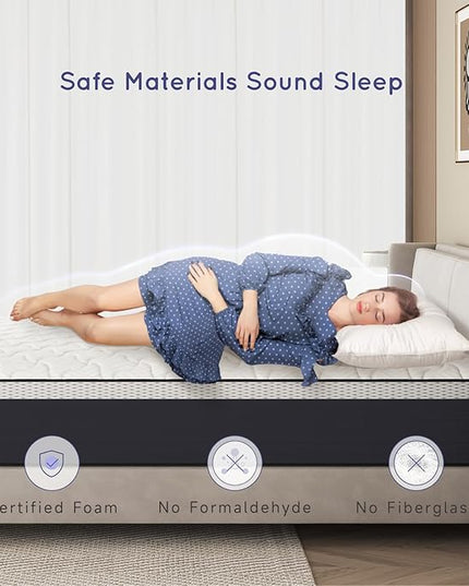 10 Inch Hybrid King Mattress, King Box Spring Mattresses with High Density Foam, King Size Innerspring Foam Mattress in a Box, White Grey Mattresses Bed with Medium Firm Feel, 80x76x10 inch - LeafyLoom