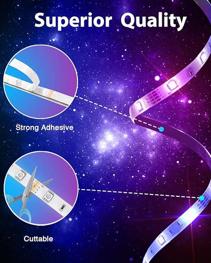 phopollo 65.6FT Led Lights for Bedroom, 5050 Color Changing Led Strip Lights with 44-Key Remote and 12v Power Supply, Led Lights Strip for Home Decoration. Phopollo