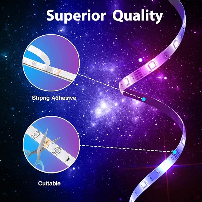 phopollo 65.6FT Led Lights for Bedroom, 5050 Color Changing Led Strip Lights with 44-Key Remote and 12v Power Supply, Led Lights Strip for Home Decoration. Phopollo