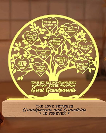 Grandparent Gifts from Grandkids, Lamp Present for Granddaughter Grandson, Night Light with Wooden Base, Gifts for Birthday, Mothers' Day, Thanksgiving, Why I Love You, Desk Decoration - LeafyLoom