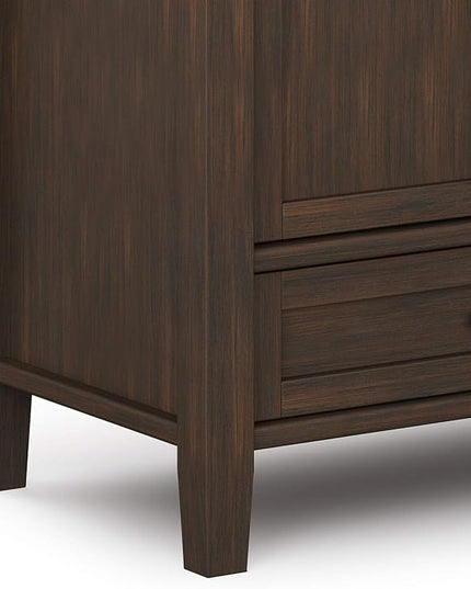 SIMPLIHOME Warm Shaker SOLID WOOD 47 Inch Wide Transitional TV Media Stand in Russet Brown for TVs up to 50 Inches, For the Living Room and Entertainment Center - LeafyLoom