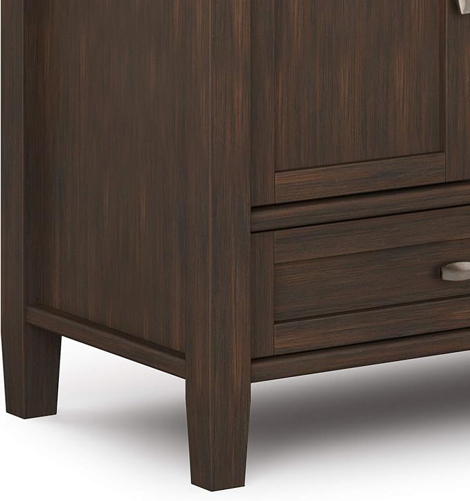 SIMPLIHOME Warm Shaker SOLID WOOD 47 Inch Wide Transitional TV Media Stand in Russet Brown for TVs up to 50 Inches, For the Living Room and Entertainment Center - LeafyLoom