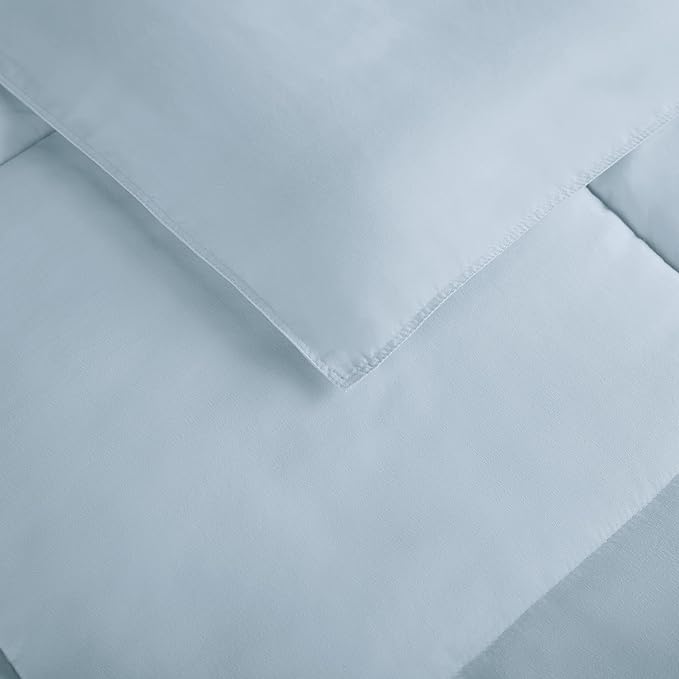 SERTA Simply Clean Ultra Soft Hypoallergenic Solid 3 Piece Comforter Set, King, Light Blue - LeafyLoom