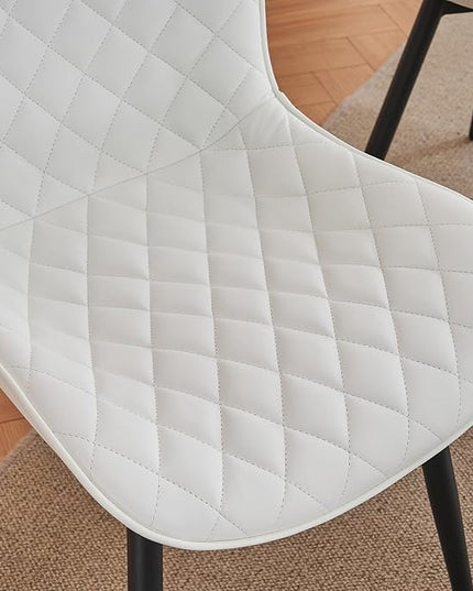 YOUNIKE Dining Kitchen Desk Chairs Modern Minimalist Faux Leather Indoor Padded Upholstered with Back Suitable for Kitchen Living Room Coffee Shop, Loads up to 300lbs Set of 2 White - LeafyLoom