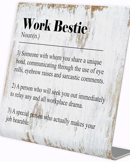 Work Bestie Gifts for Women Leaving Going Away Gift for Coworker Funny Coworker Leaving Gifts Sarcastic Farewell Gifts for Coworkers Leaving Colleague Farewell Signs Gift LD8 - LeafyLoom