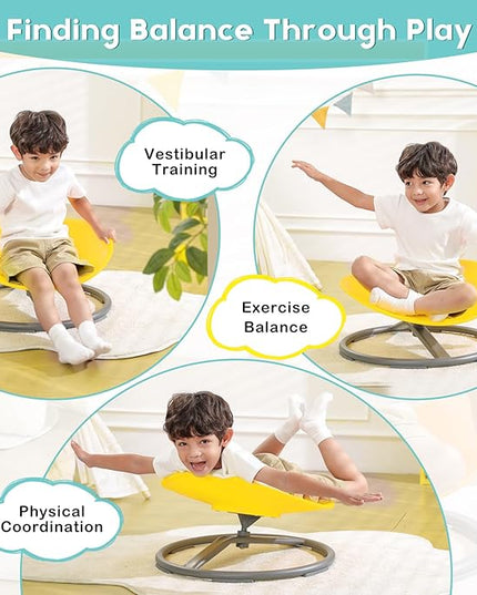 Spinning Chair for Kids Autism Sensory Products Sit and Spin Autism Toys Sensory Chair ADHD Chair Swivel Chair Training Body Coordination (Yellow) - LeafyLoom