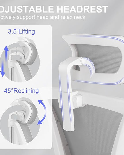 Misolant Ergonomic Office Chair with Footrest, Ergonomic Desk Chair with Adjustable 2D Lumbar Support, High Back Office Chair with Adjustable Headrest, Comfortable Executive Office Chair -Gray - LeafyLoom