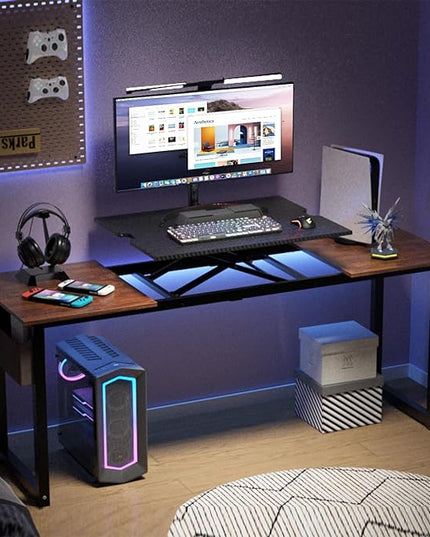 Adjustable Height Standing Desk Whole Piece 71x23 Inch Desktop Home Office Computer Workstation Sit Stand up Desk(71inch)… - LeafyLoom