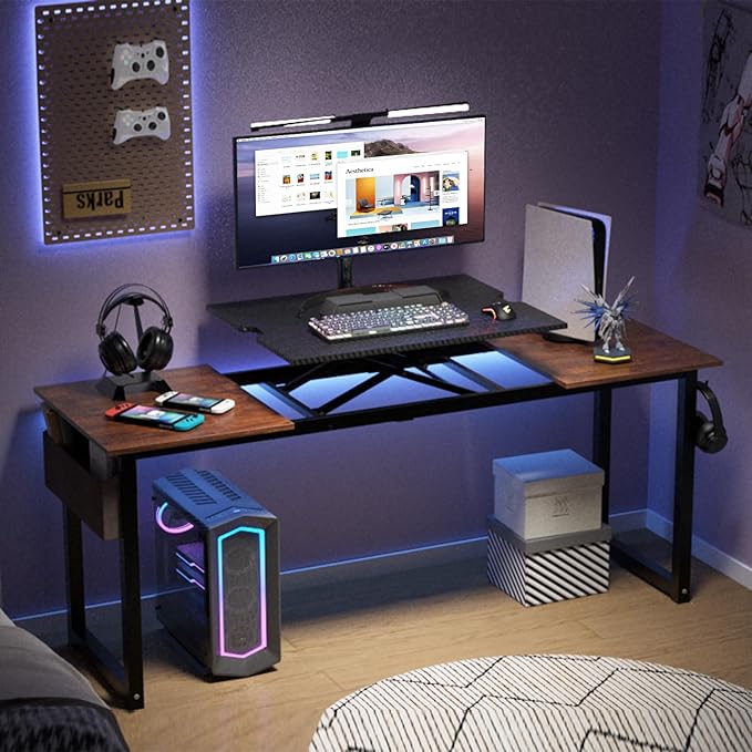 Adjustable Height Standing Desk Whole Piece 71x23 Inch Desktop Home Office Computer Workstation Sit Stand up Desk(71inch)… - LeafyLoom