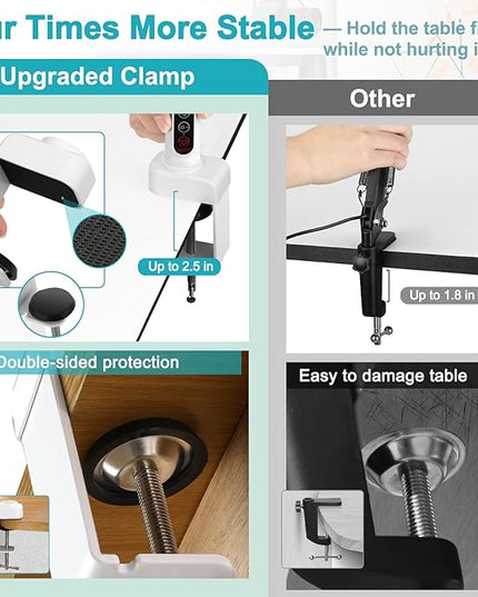 8X Magnifying Glass with Light and Clamp, 5 Color Modes Stepless Dimmable Lighted Magnifier with Stand, Flexible Gooseneck LED Desk Lamp Hands Free for Craft Painting Hobby Close Work - White - LeafyLoom