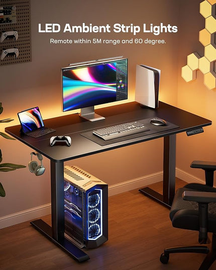 Marsail TZESD22B-USMS3 Standing Desk with LED Lights, 55 24 Inch, Black - LeafyLoom