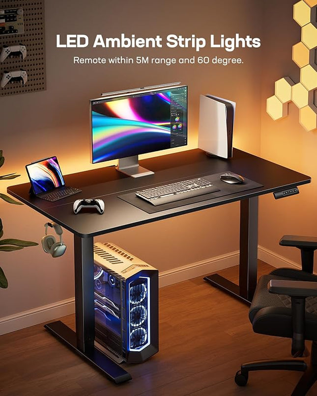 Marsail TZESD22B-USMS3 Standing Desk with LED Lights, 55 24 Inch, Black - LeafyLoom