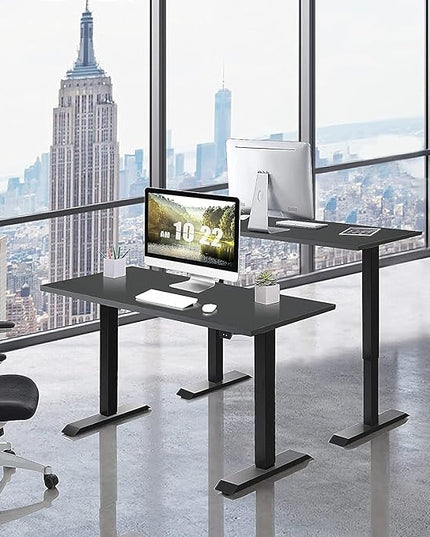 Electric, Single Motor Height Adjustable 2 Button Controller, Table Base for Work Home Office Computer Workstation Standing Desk Frame, Black - LeafyLoom