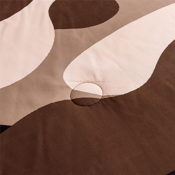 Meeting Story Camouflage Bedding Set, Colorful Pattern Style Queen Comforter Set, 3 PCS One Comforter and Two Pillowcases in One Bag, All Season Bedspread for Kids Teens Adults (Coffee, Full) - LeafyLoom