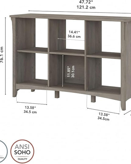 Bush Furniture Salinas 6 Cube Organizer in Driftwood Gray - LeafyLoom