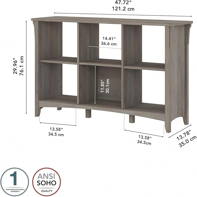 Bush Furniture Salinas 6 Cube Organizer in Driftwood Gray - LeafyLoom