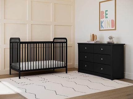 Storkcraft Pasadena 3-in-1 Convertible Crib (Black) – GREENGUARD Gold Certified, Converts to Daybed and Toddler Bed, Fits Standard Full-Size Crib Mattress, Adjustable Mattress Height - LeafyLoom