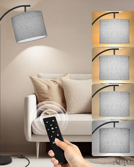 PESRAE Floor Lamp for Living Room, 9W Stepless Dimmable 3000-6000K LED Bulb Included, Standing Lamp with Remote Control, Tall lamp with Adjustable Linen Lampshade for Office… - LeafyLoom